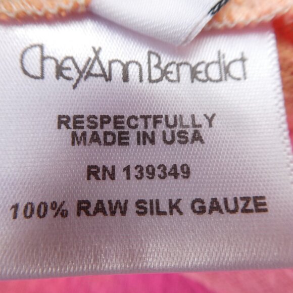 Raw SiLK Gauze CheyAnn Benedict Rainbow Tie Dye Dress Pleated Slit Beachy USA L - Picture 8 of 8